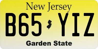NJ license plate B65YIZ