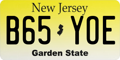 NJ license plate B65YOE