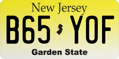 NJ license plate B65YOF