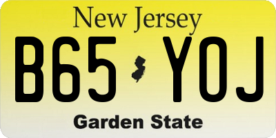 NJ license plate B65YOJ