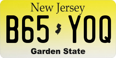 NJ license plate B65YOQ
