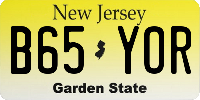 NJ license plate B65YOR