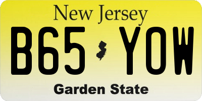 NJ license plate B65YOW