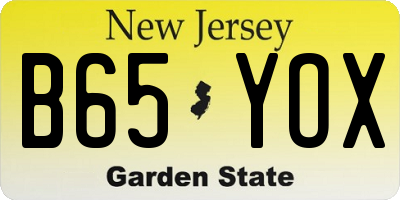 NJ license plate B65YOX