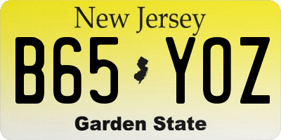 NJ license plate B65YOZ