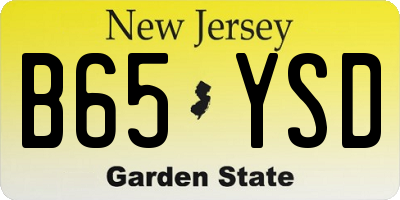 NJ license plate B65YSD