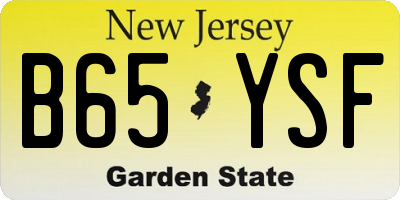 NJ license plate B65YSF