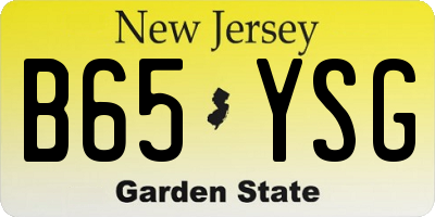 NJ license plate B65YSG