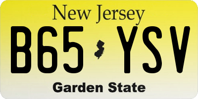 NJ license plate B65YSV