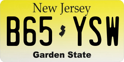NJ license plate B65YSW