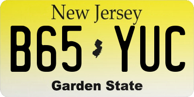 NJ license plate B65YUC