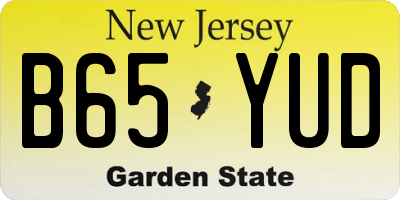 NJ license plate B65YUD