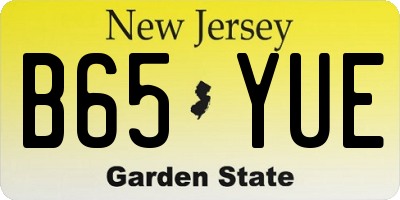 NJ license plate B65YUE