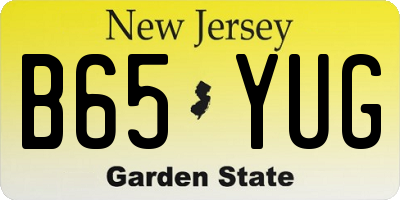NJ license plate B65YUG