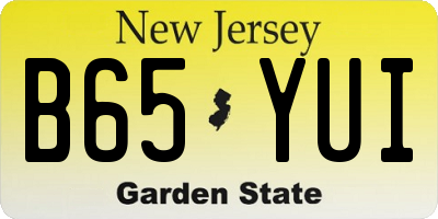 NJ license plate B65YUI