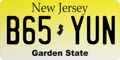 NJ license plate B65YUN