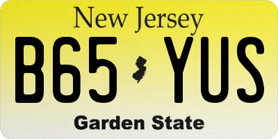 NJ license plate B65YUS