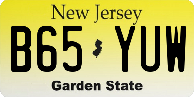 NJ license plate B65YUW