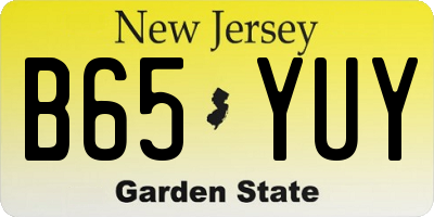NJ license plate B65YUY