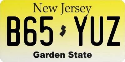 NJ license plate B65YUZ