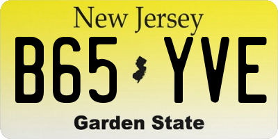 NJ license plate B65YVE
