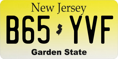NJ license plate B65YVF