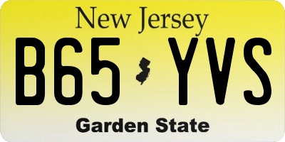 NJ license plate B65YVS