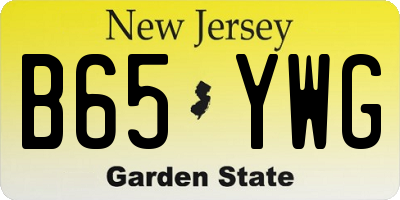 NJ license plate B65YWG