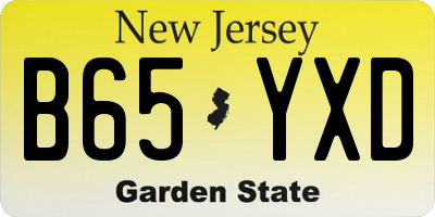 NJ license plate B65YXD
