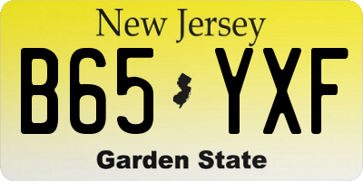 NJ license plate B65YXF
