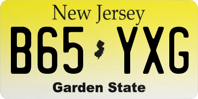 NJ license plate B65YXG