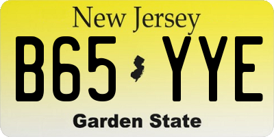 NJ license plate B65YYE