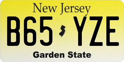 NJ license plate B65YZE