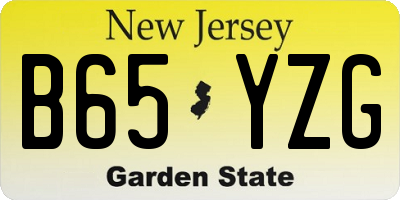 NJ license plate B65YZG