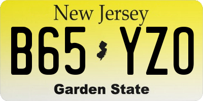 NJ license plate B65YZO
