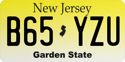 NJ license plate B65YZU