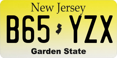 NJ license plate B65YZX