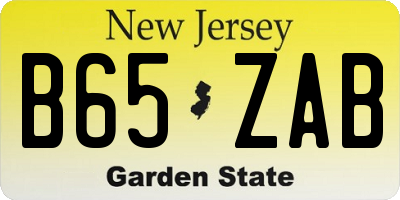 NJ license plate B65ZAB