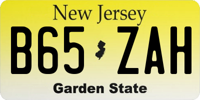 NJ license plate B65ZAH