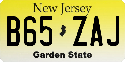 NJ license plate B65ZAJ