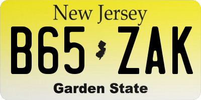NJ license plate B65ZAK