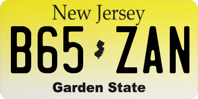 NJ license plate B65ZAN