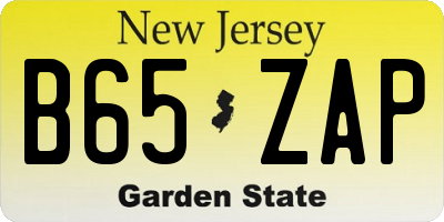 NJ license plate B65ZAP