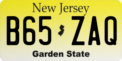 NJ license plate B65ZAQ
