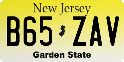 NJ license plate B65ZAV