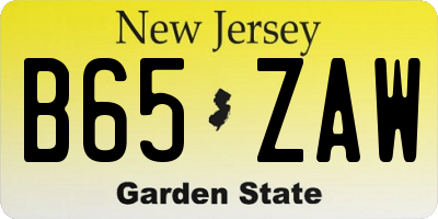 NJ license plate B65ZAW