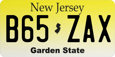 NJ license plate B65ZAX