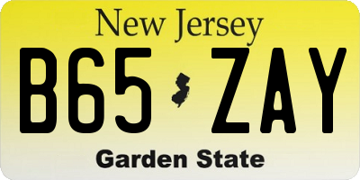 NJ license plate B65ZAY