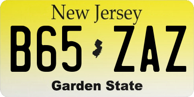 NJ license plate B65ZAZ