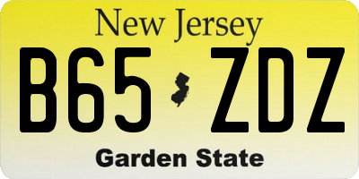 NJ license plate B65ZDZ